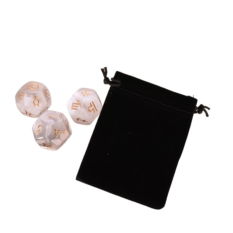 4pcs Astrology Dice Set with Acrylic Pearl Zodiac Dice